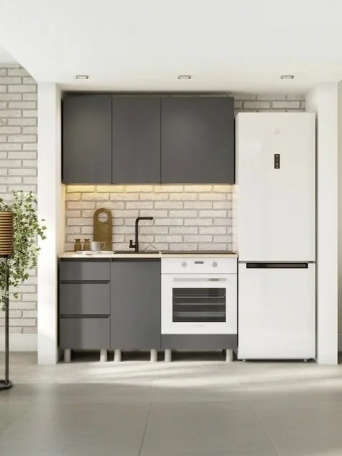ARNIKA Кухонный гарнитур "Довер" 140см без столешницы, графит